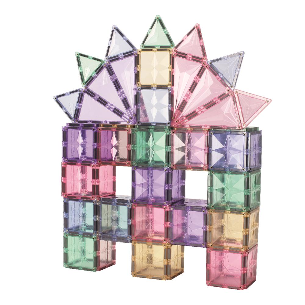 Cleverclixx Großer Kreativ-Bausatz in Pastellfarben 125 Teile, Magnetfliesen, Magnetspielzeug