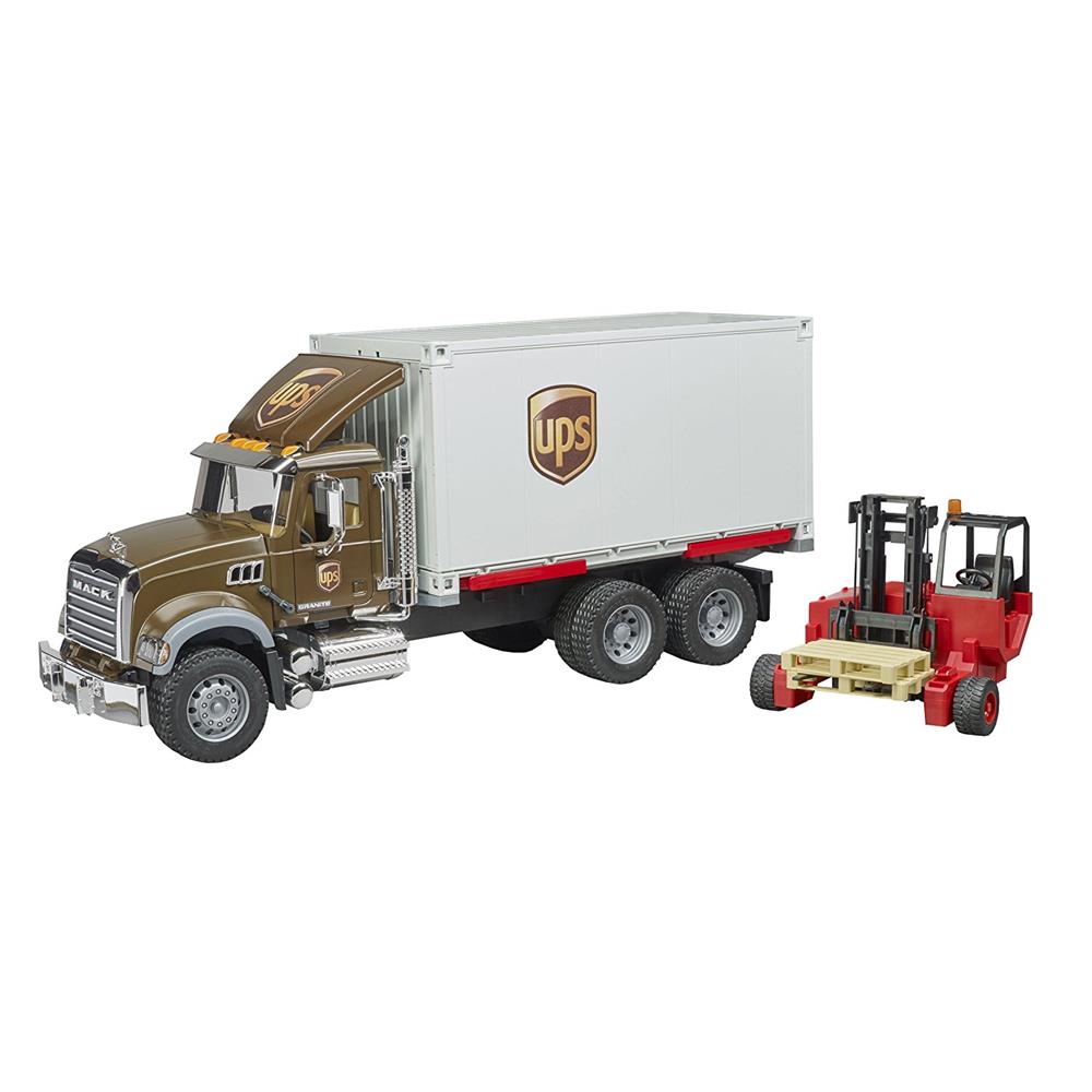 Bruder 02828 - MACK Granite UPS Logistik-LKW mit Mitnahmestapler