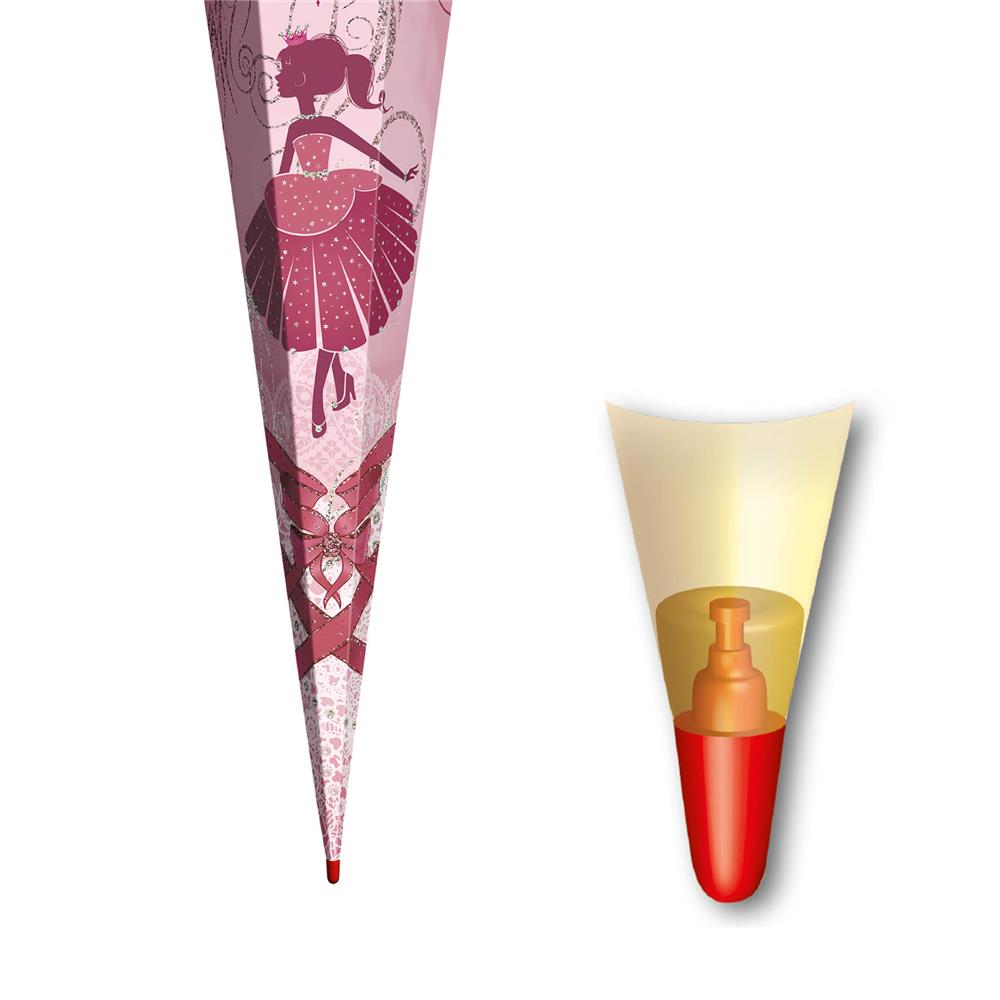 Roth Schultüte Ballerina, 85cm, eckig, Rot(h)-Spitze, Tüllverschluss, Glitter, Glitzerborte