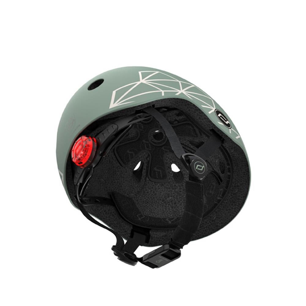 Scoot & Ride Kinderhelm Größe XXS-S (45-51 cm) green lines - Schutzhelm mit LED-Licht