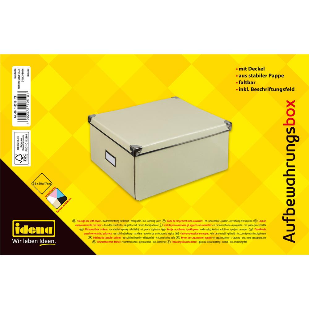 Idena Aufbewahrungsbox mit Deckel und Beschriftungsfeld, creme