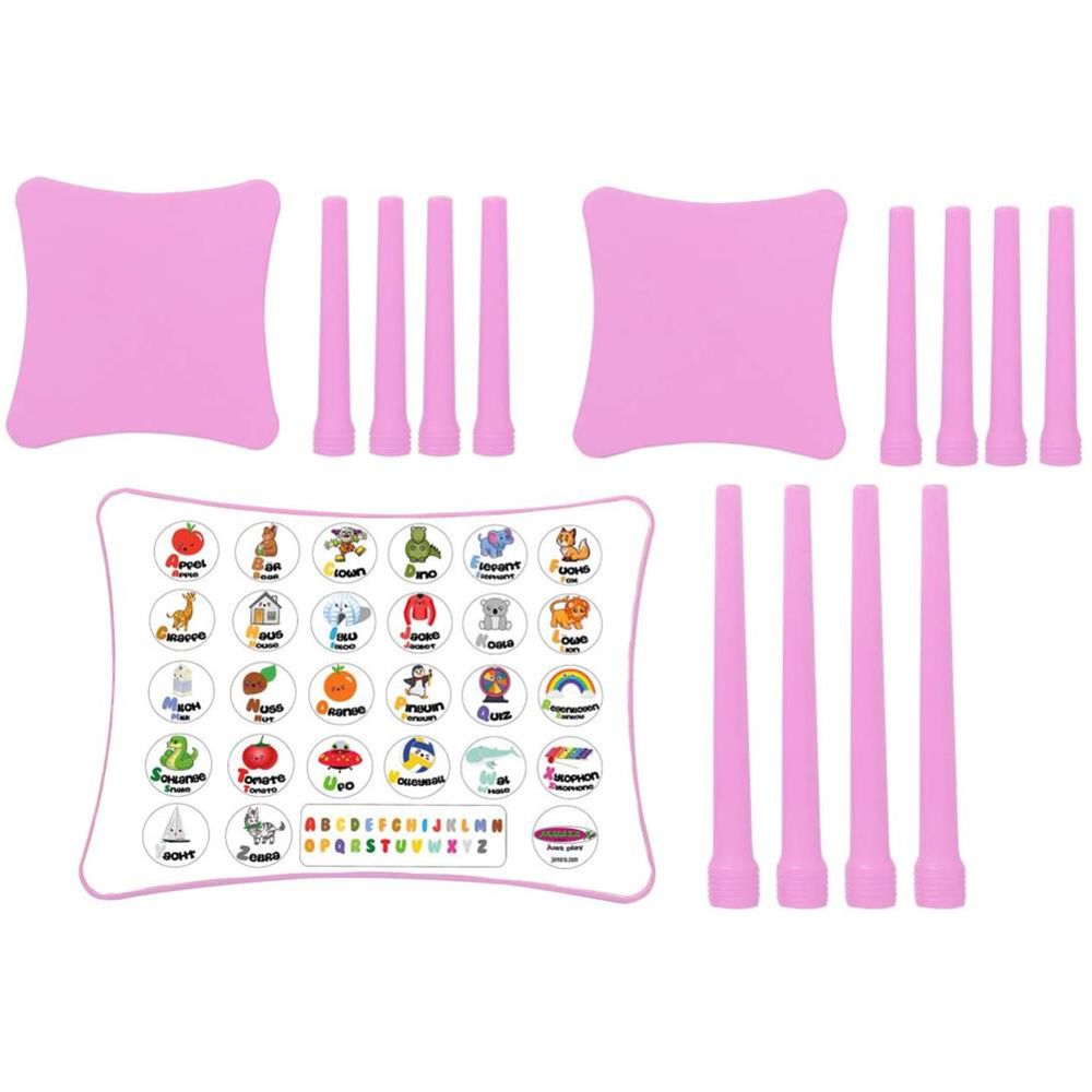 Jamara Kindersitzgruppe Easy Learning, rosa - Kindertisch und zwei Hocker aus Kunststoff