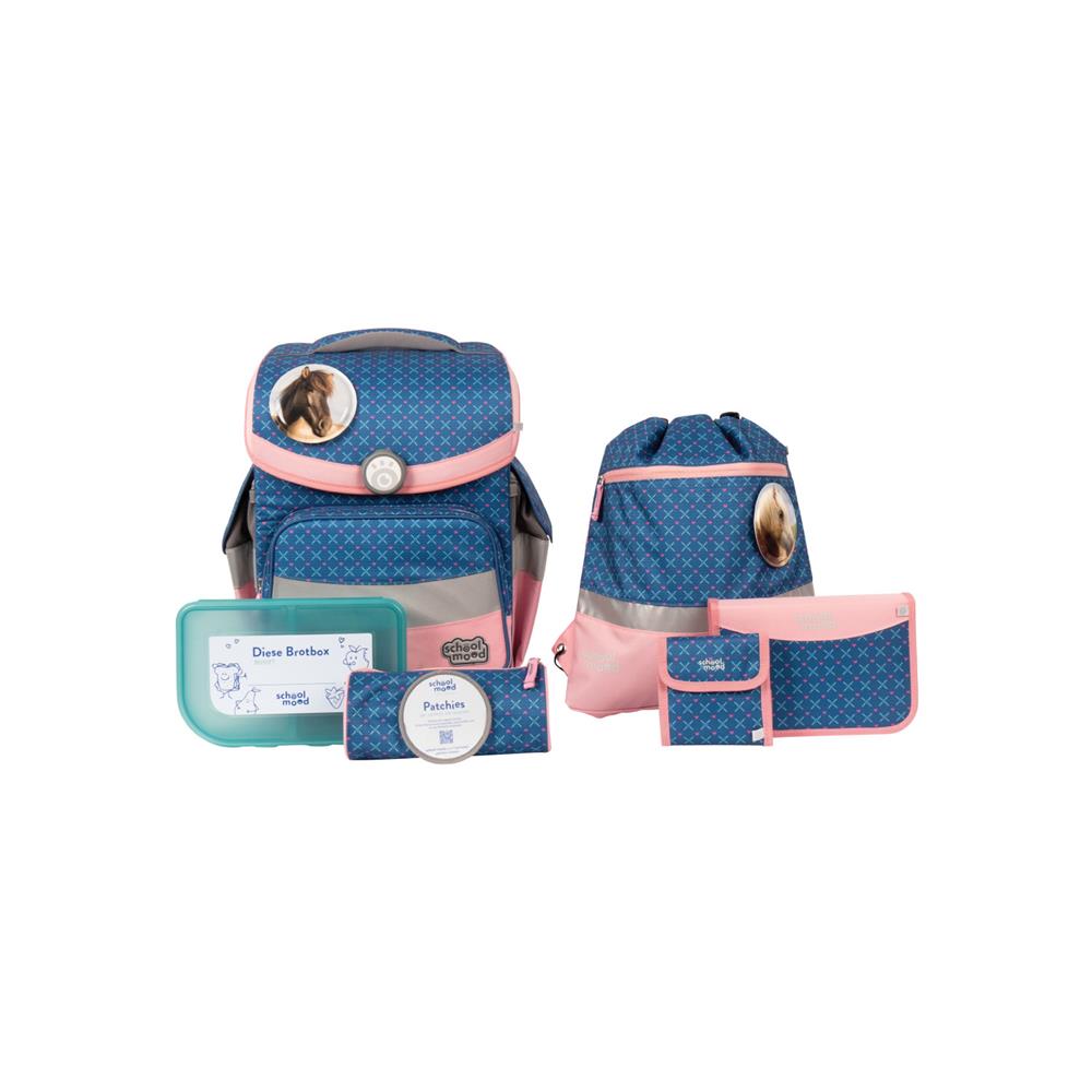 School-Mood Schulranzenset Timeless Air+ Mila (Pferd, blau)