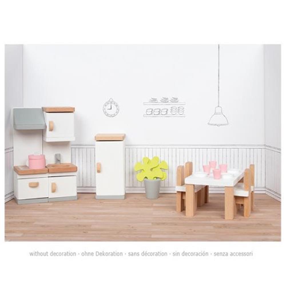Goki Puppenmöbel Style, Küche, 20-teiliges Puppenhauszubehör aus Holz