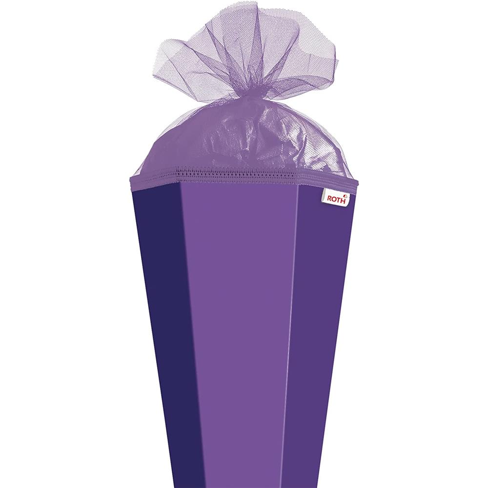 Roth Extra große XXL Schultüte-Rohling/Basteltüte, lila, 100cm, eckig, Rot(h)-Spitze, Tüllverschluss
