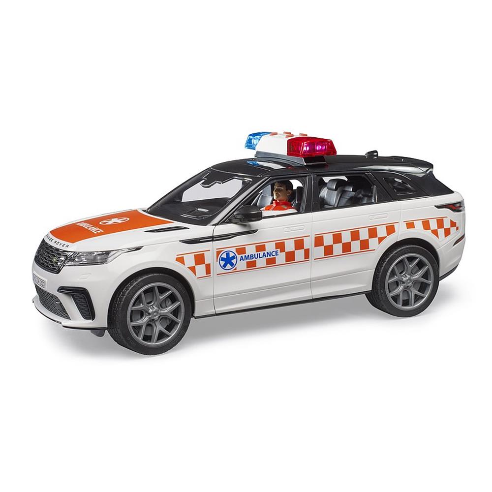 Bruder 02885 - Range Rover Velar Notarztfahrzeug mit Fahrer, 1:16, mit Licht & Sound Modul