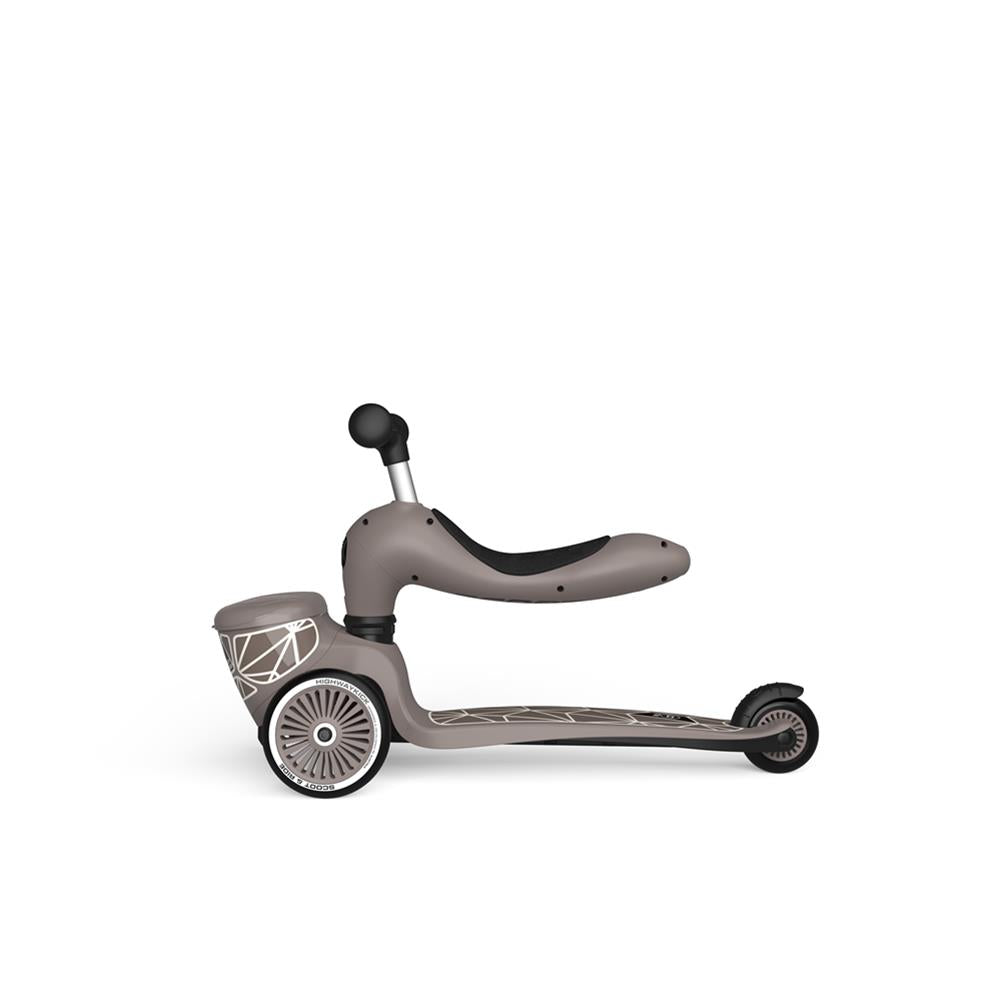 Scoot & Ride Highwaykick 1 Lifestyle, brown lines - Kinderroller mit Aufbewahrungsbox