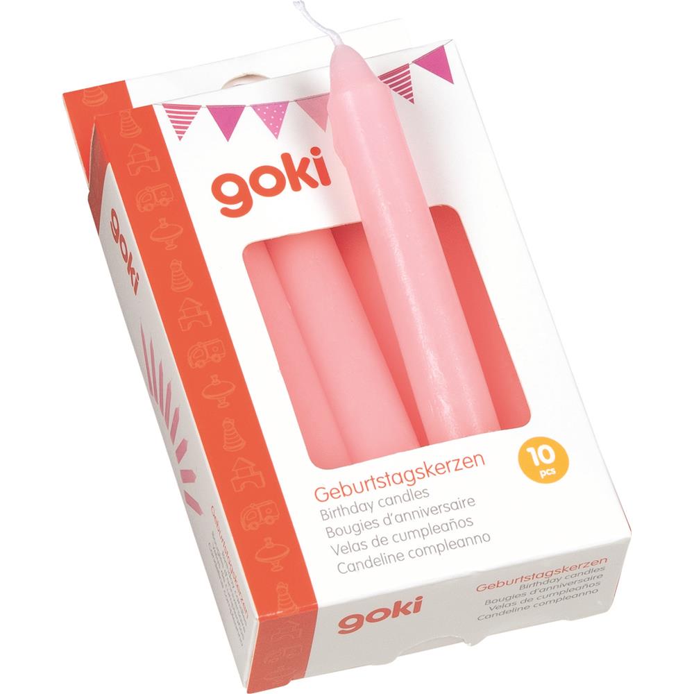 Goki Geburtstagskerzen-Set, 10 Stück, rosa