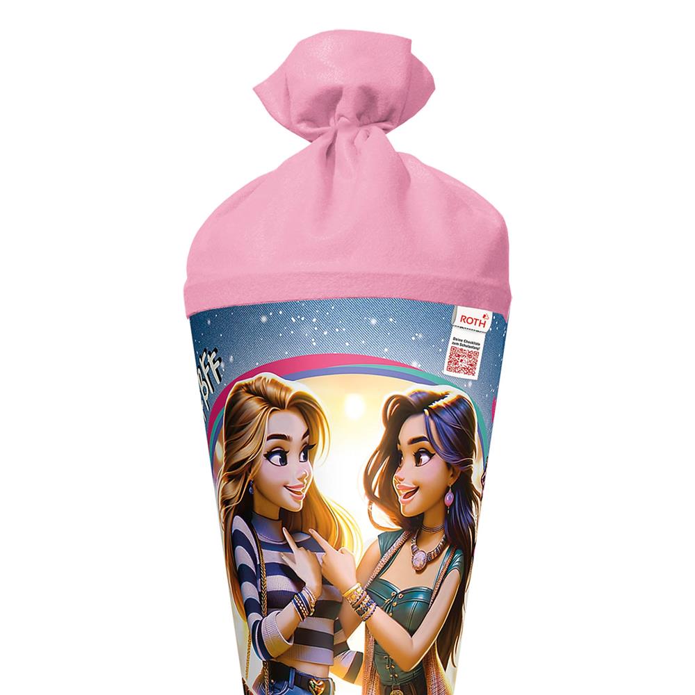 Roth Schultüte Best Friends Forever, 70cm, rund, Rot(h)-Spitze, Filzverschluss