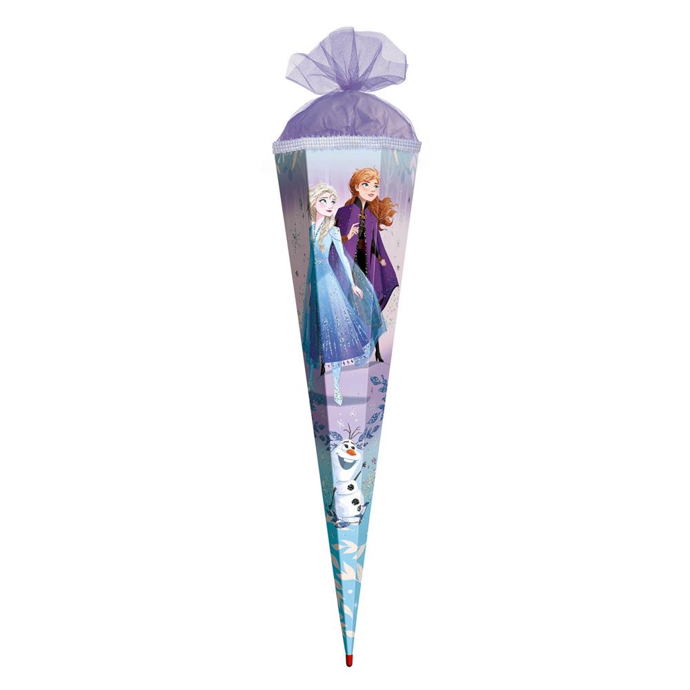 Roth Schultüte Disney Frozen, 85cm, eckig, Rot(h)-Spitze, Tüllverschluss, Glitter, Glitzerborte