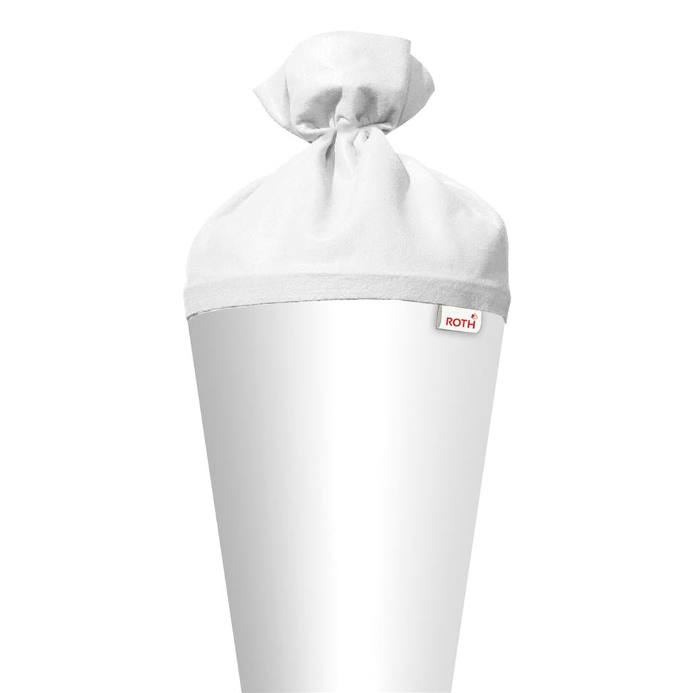 Roth Schultüte-Rohling/Basteltüte, weiß, 70cm, rund, Rot(h)-Spitze, mit Filzverschluss