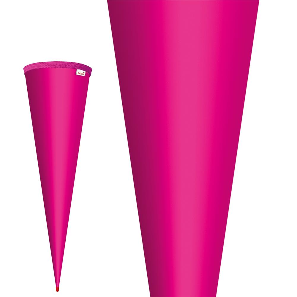Roth Schultüte-Rohling/Basteltüte, pink, 70cm, rund, Rot(h)-Spitze, ohne Verschluss
