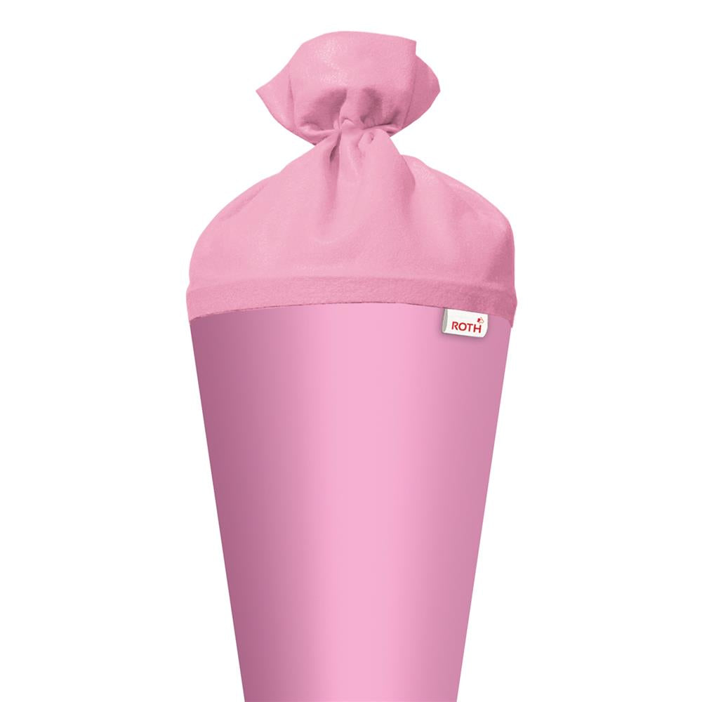 Roth Schultüte-Rohling/Basteltüte, rosa, 70cm, rund, Rot(h)-Spitze, mit Filzverschluss