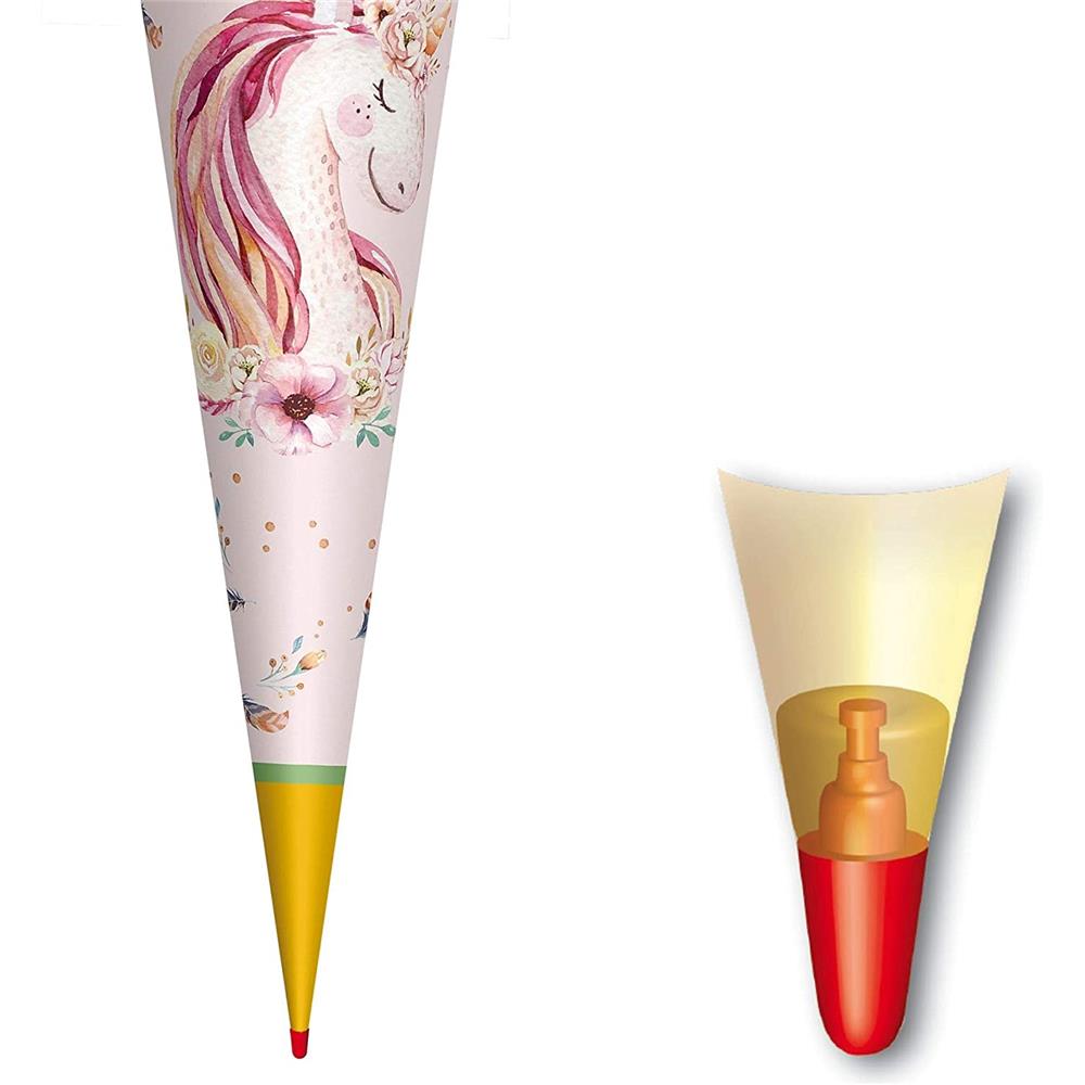 Roth Schultüte Lieblingsstück Einhornträume, 70cm, rund, Rot(h)-Spitze, mit Stoffverschluss