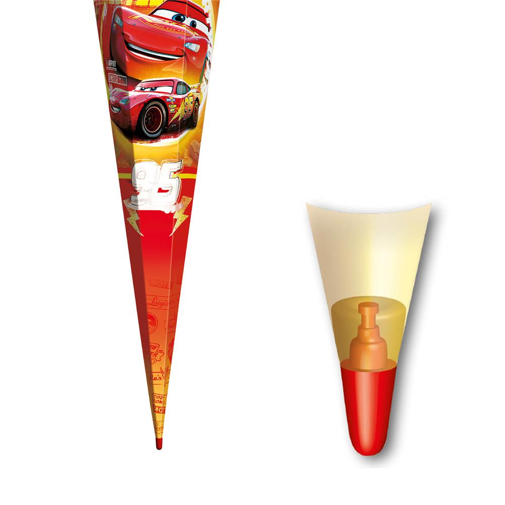 Roth Schultüte Disney Cars, 85cm, eckig, Rot(h)-Spitze, Tüllverschluss, Folieneffekt