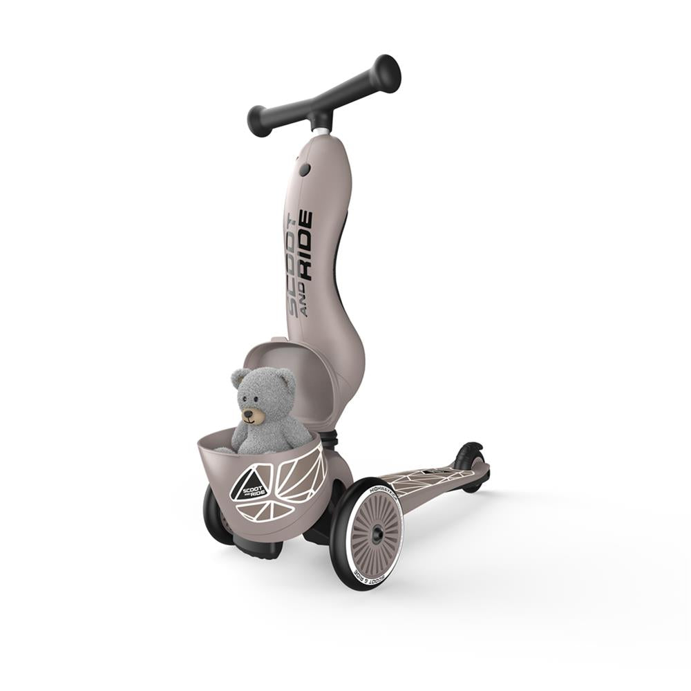 Scoot & Ride Highwaykick 1 Lifestyle, brown lines - Kinderroller mit Aufbewahrungsbox