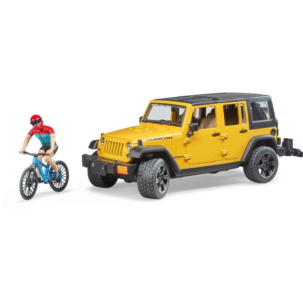 Bruder 02543 - Jeep Wrangler Rubicon Unlimited mit Mountainbike und Radfahrer