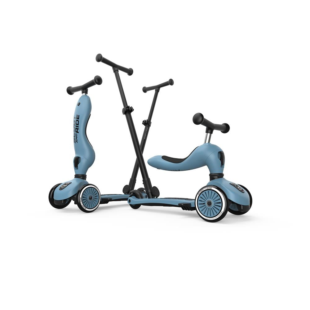 Scoot & Ride Highwaykick 1 Push and Go, steel - Kinderroller mit Schiebestange