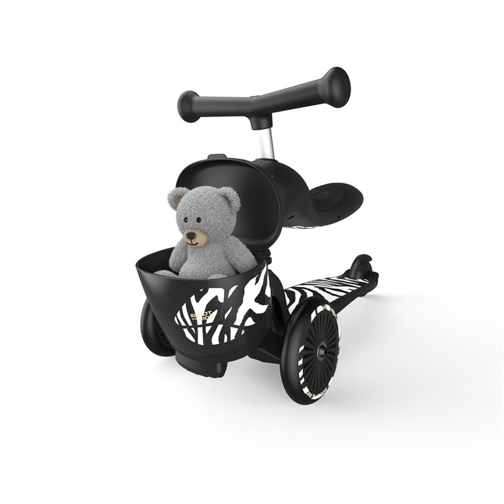 Scoot & Ride Highwaykick 1 Lifestyle, zebra - Kinderroller mit Aufbewahrungsbox