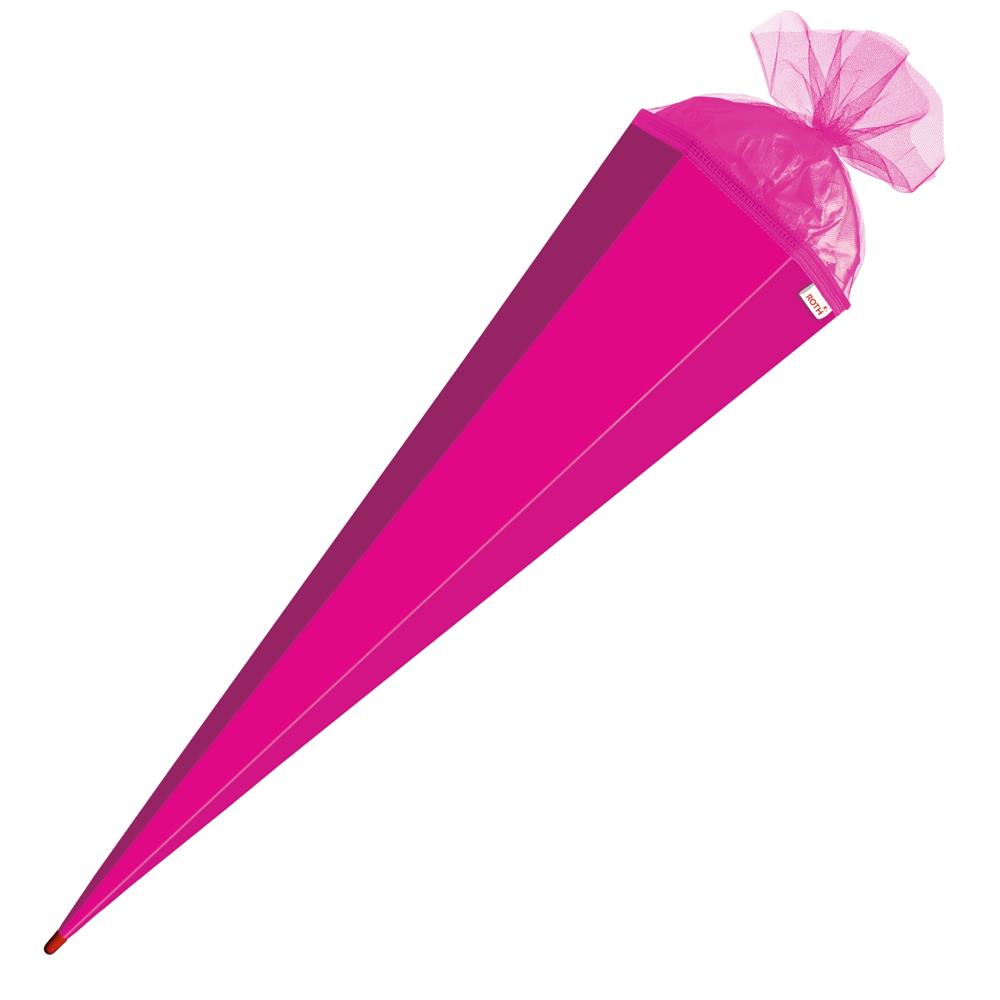 Roth Schultüte-Rohling/Basteltüte, pink, 85cm, eckig, Rot(h)-Spitze, mit Tüllverschluss