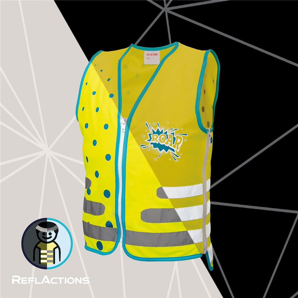 Roth ReflActions Warnweste für Kinder Roar, Gelb, mit reflektierenden Elementen, erweiterbar