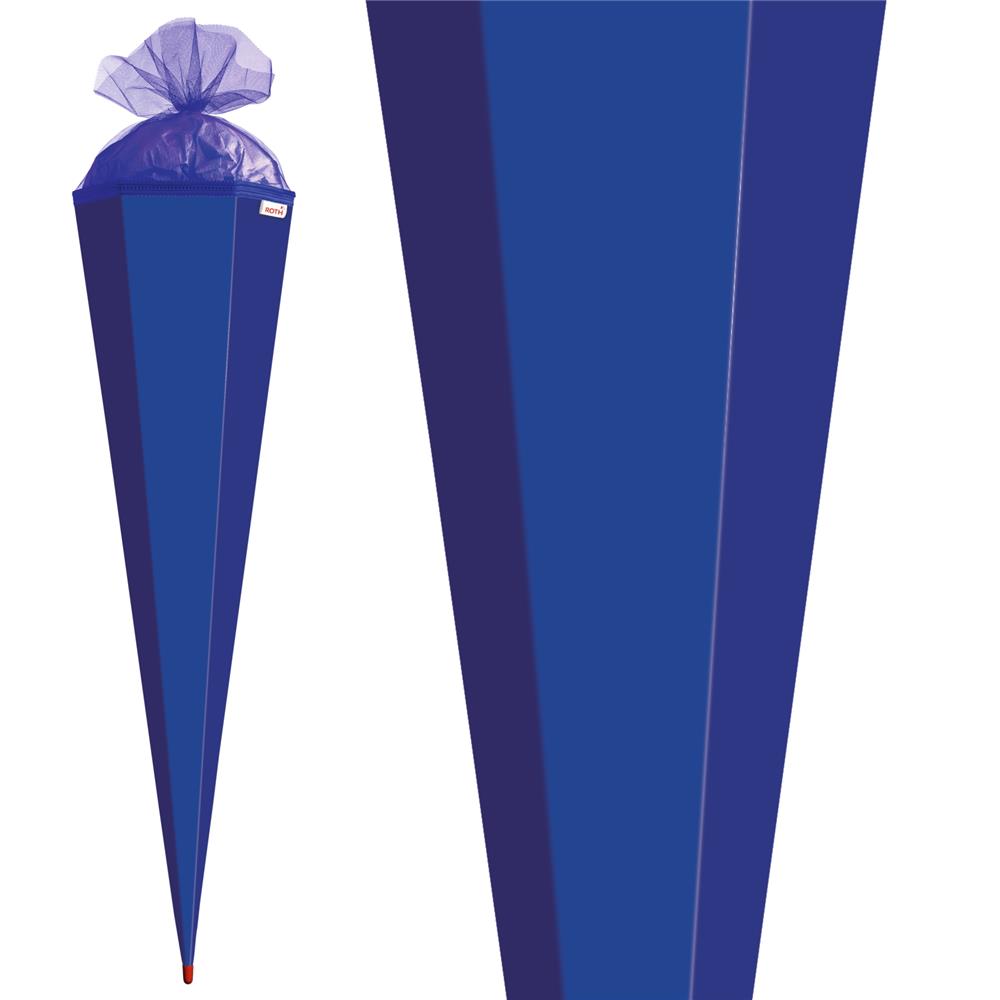 Roth Schultüte-Rohling/Basteltüte, ultramarinblau, 85cm, eckig, Rot(h)-Spitze, mit Tüllverschluss