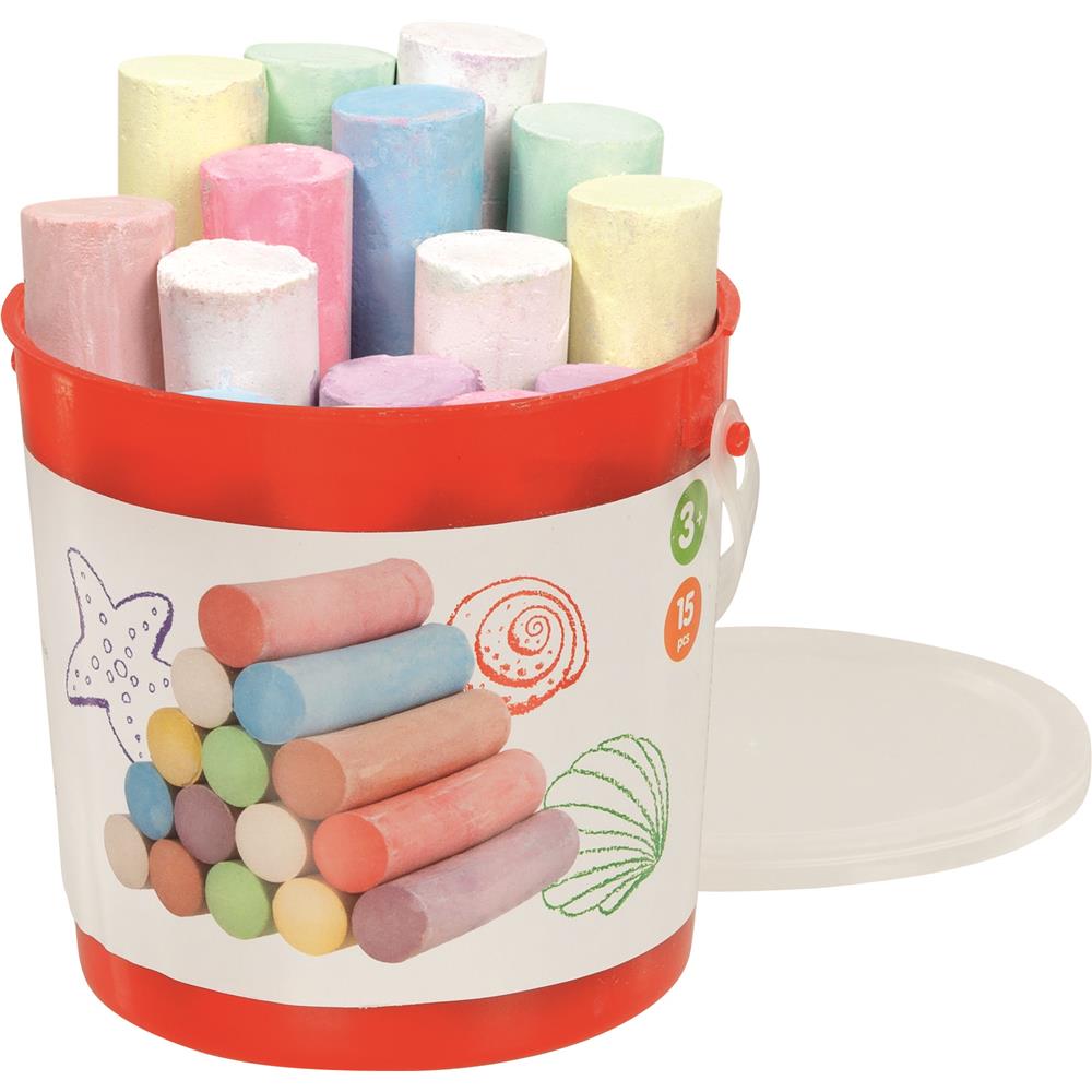 Goki Straßenmalkreide im Eimer – 15 bunte Malkreidestifte für draußen