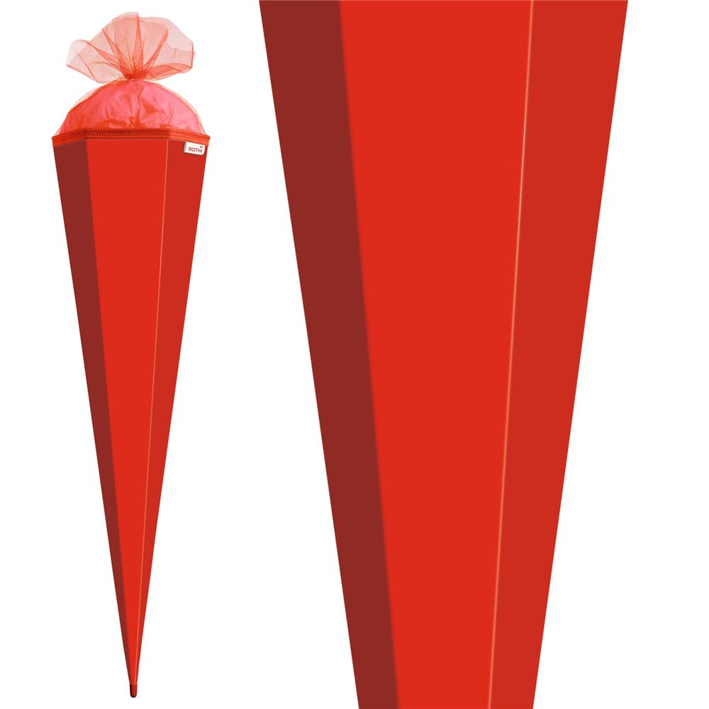 Roth Schultüte-Rohling/Basteltüte, rot, 85cm, eckig, Rot(h)-Spitze, mit Tüllverschluss