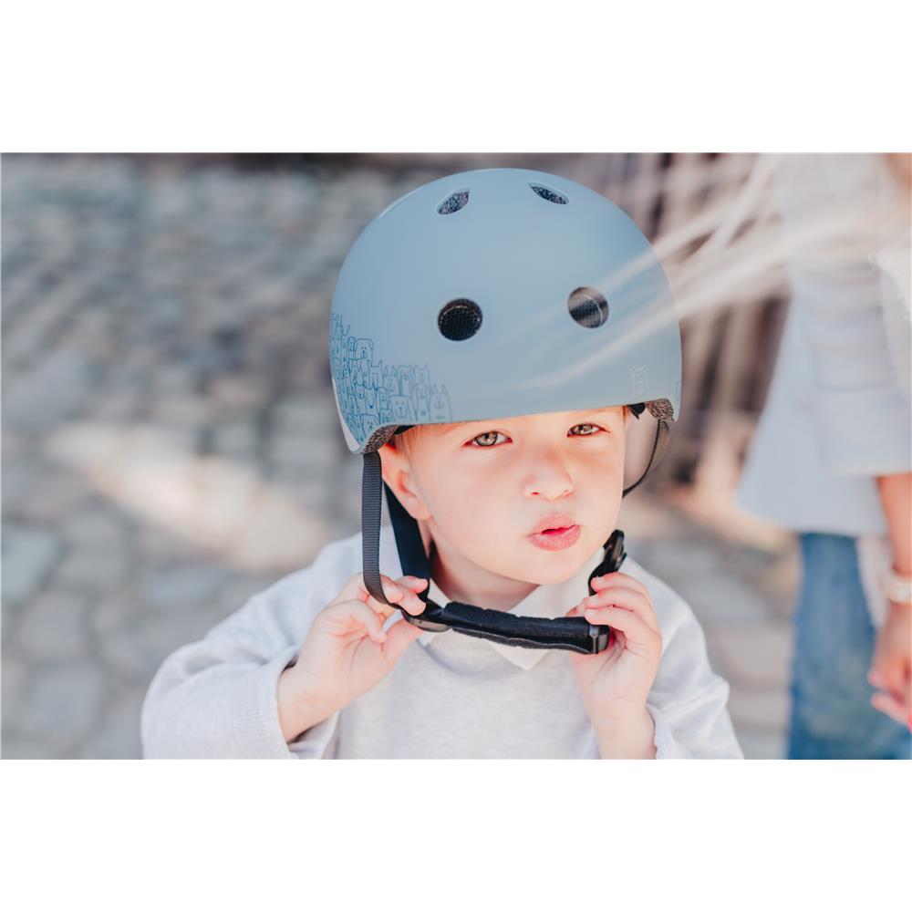 Scoot & Ride Kinderhelm Größe XXS-S (45-51 cm) steel - Schutzhelm mit LED-Licht
