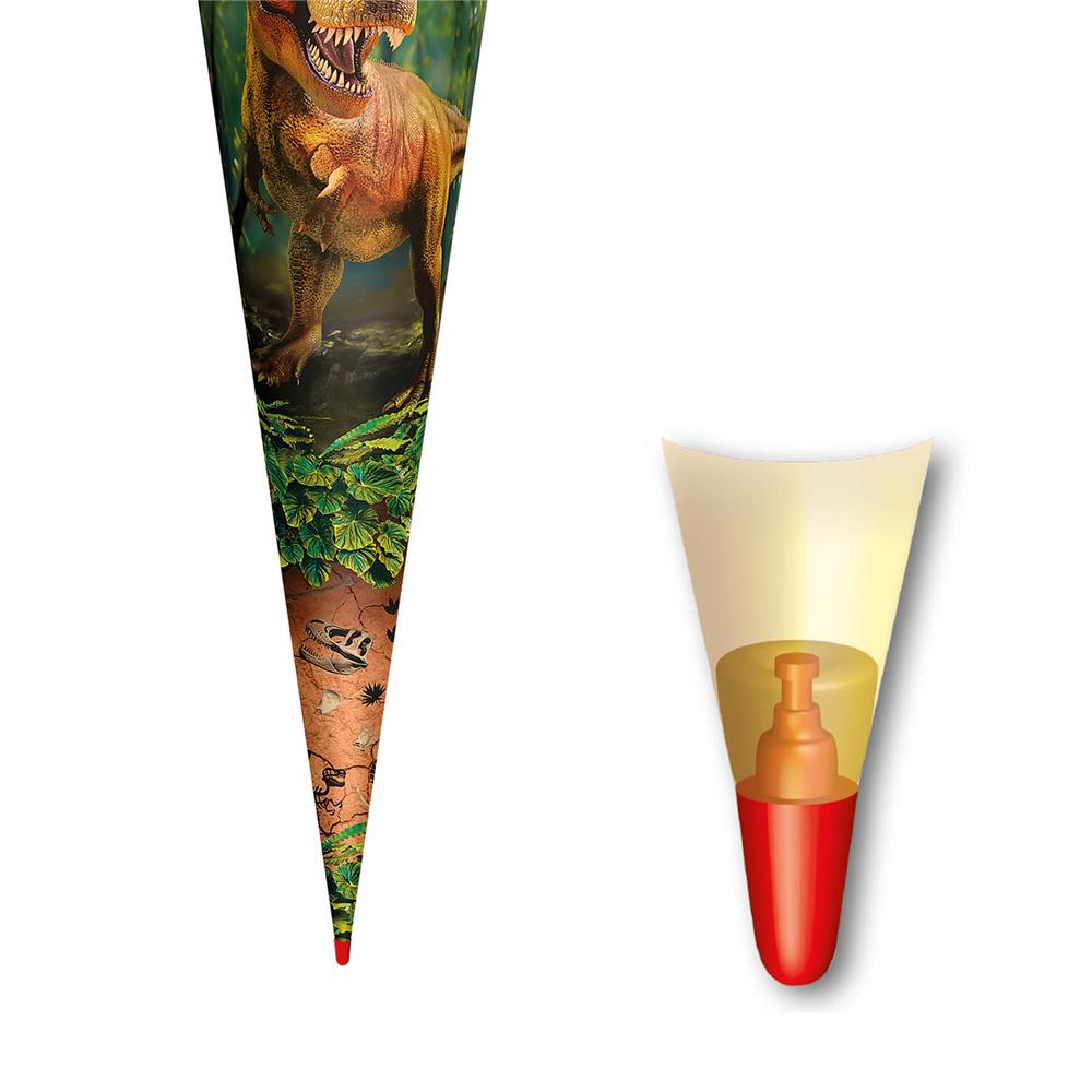 Roth Schultüte Dinosaurier T-Rex Welt, 70cm, rund, Rot(h)-Spitze, Filzverschluss