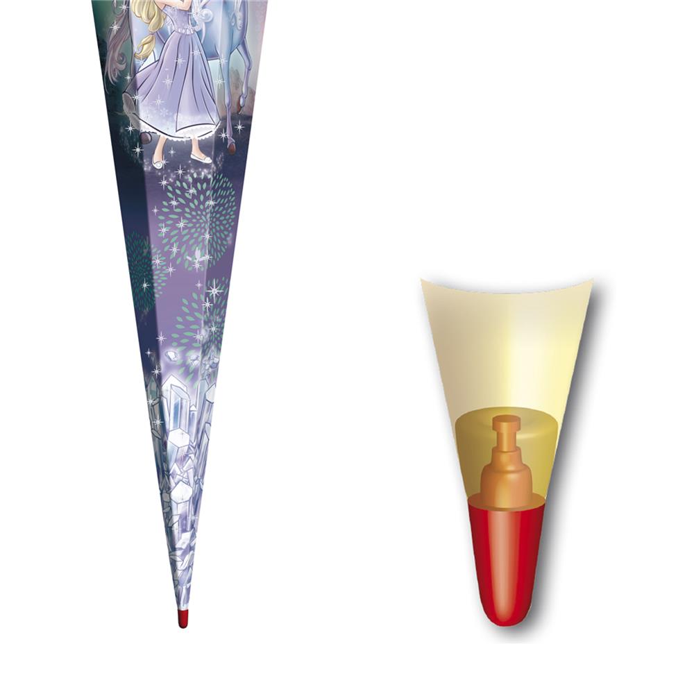 Roth Schultüte Königin im Eis, 85cm, eckig, Rot(h)-Spitze, Tüllverschluss, Glitter, Glitzerborte