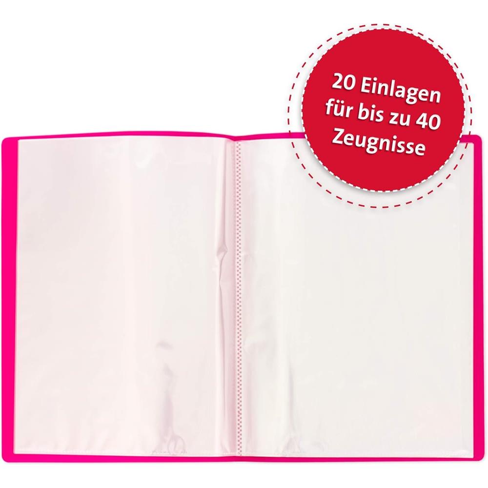 Roth Zeugnismappe Basic Magenta, mit 20 A4 Klarsichthüllen