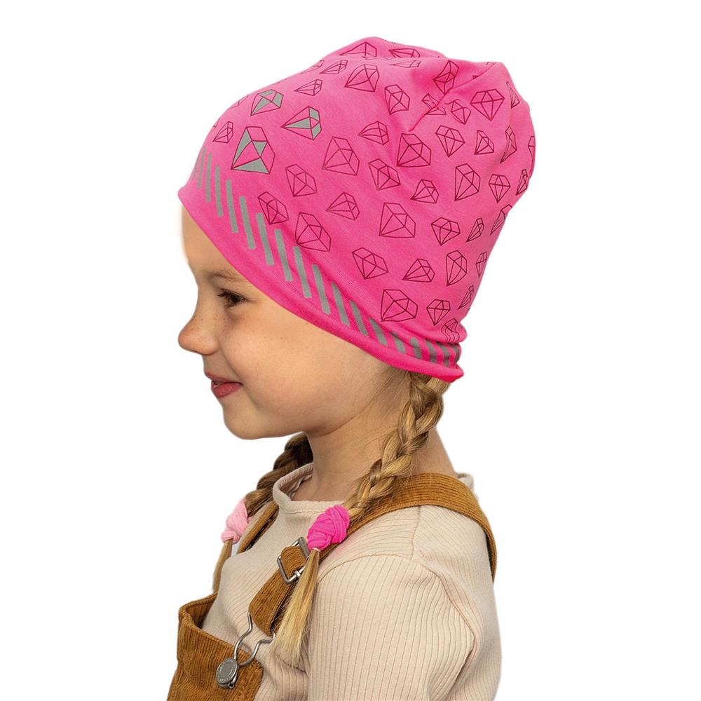 Roth ReflActions Jersey-Beanie Diamant, Pink, 5-8 Jahre, 50-54cm, mit reflektierendem Details