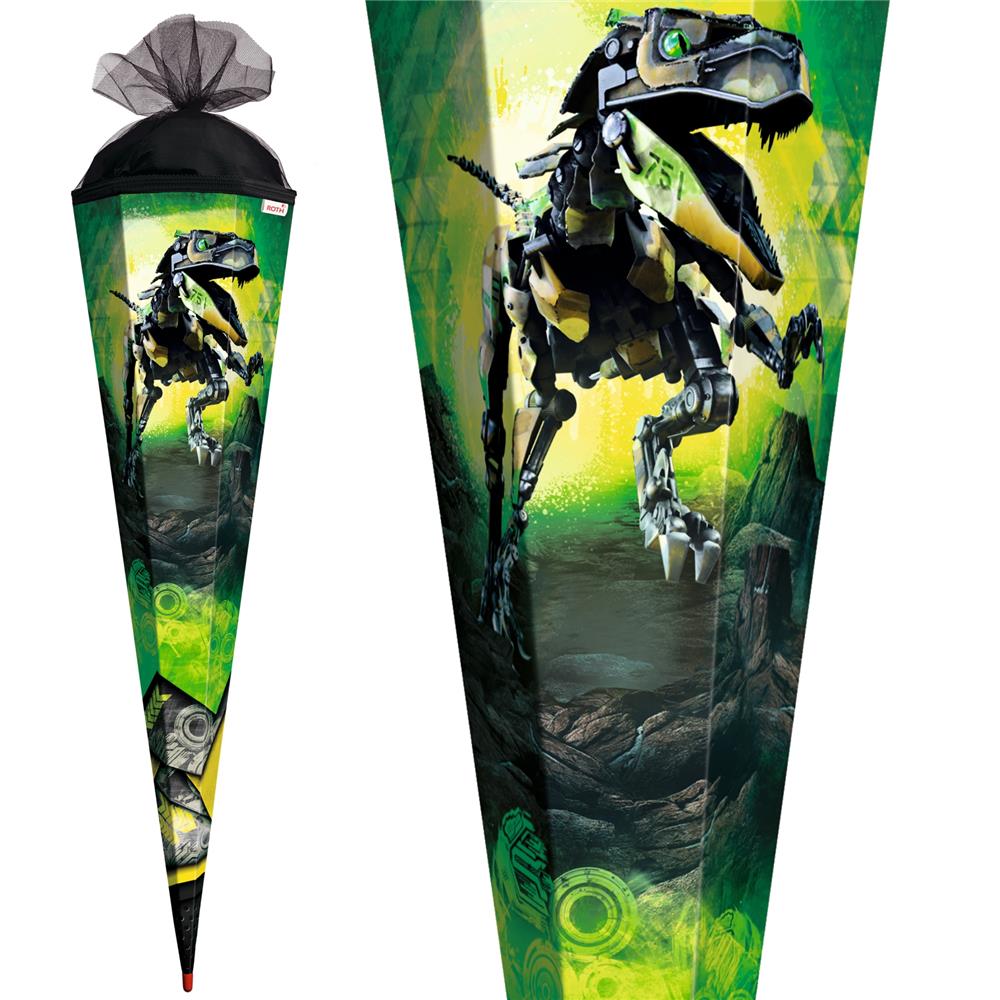 Roth Schultüte Dinosaurier Robo-Rex, 85cm, eckig, Rot(h)-Spitze, Tüllverschluss