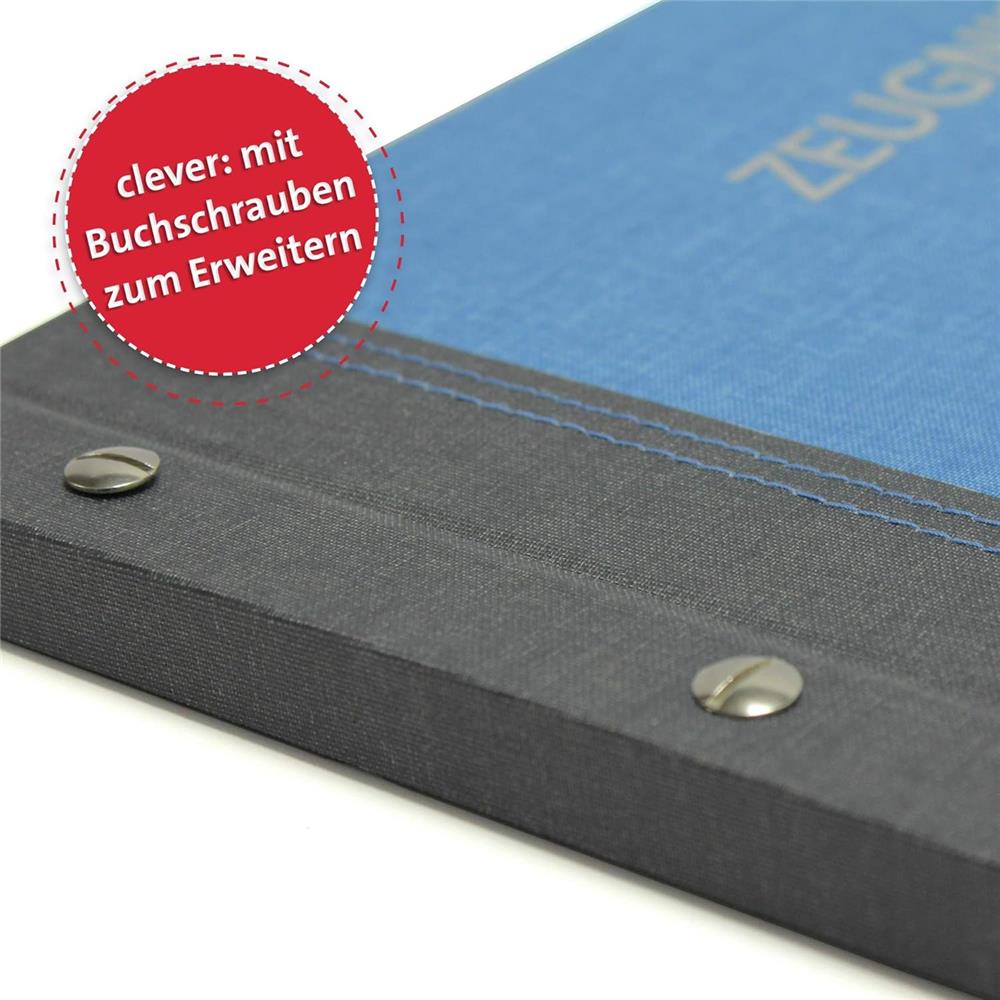 Roth Zeugnismappe Bicolor Grey-Denim Blue, mit 12 A4 Klarsichthüllen, im Buchleineinband