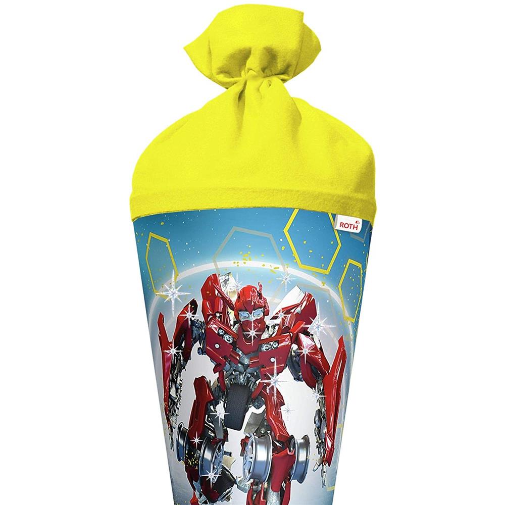Roth Schultüte Dynamic Robot, 70cm, rund, Rot(h)-Spitze, Filzverschluss, Folieneffekt
