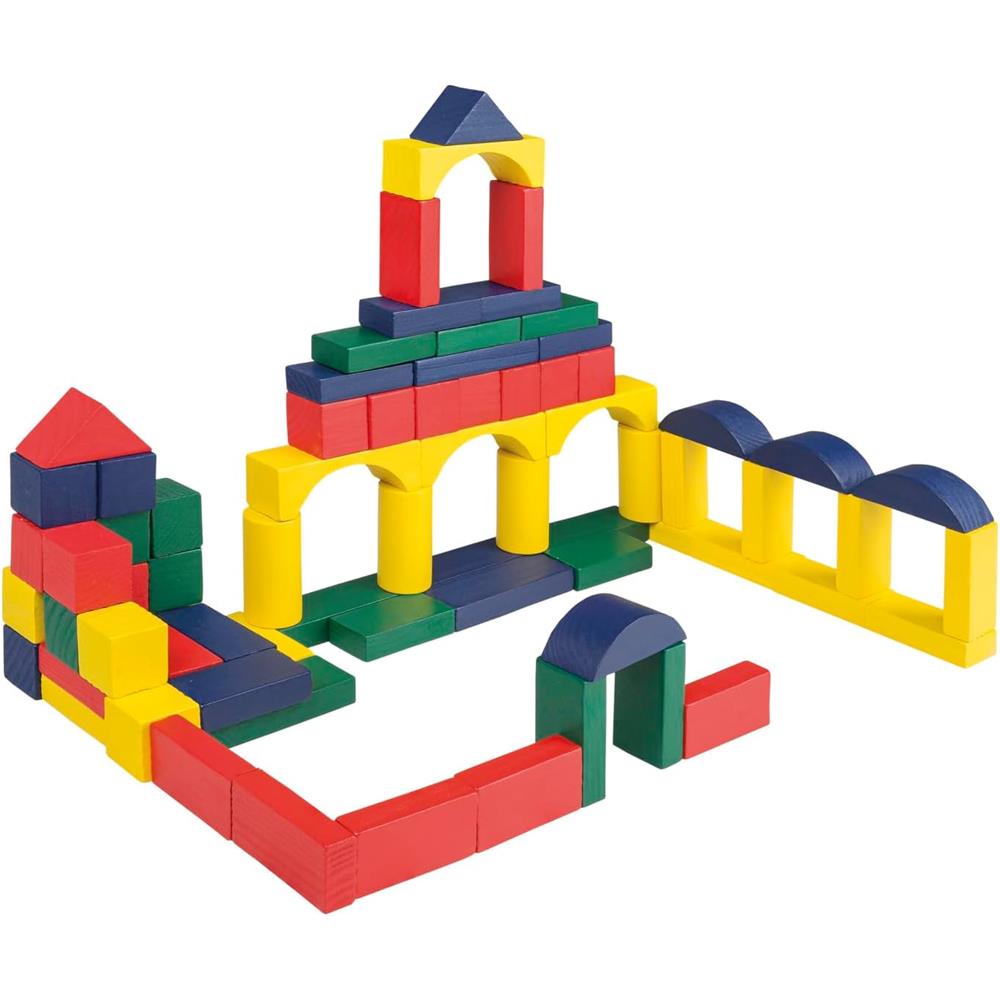 Idena Holzbausteine - 100 Teile, bunt lackiert