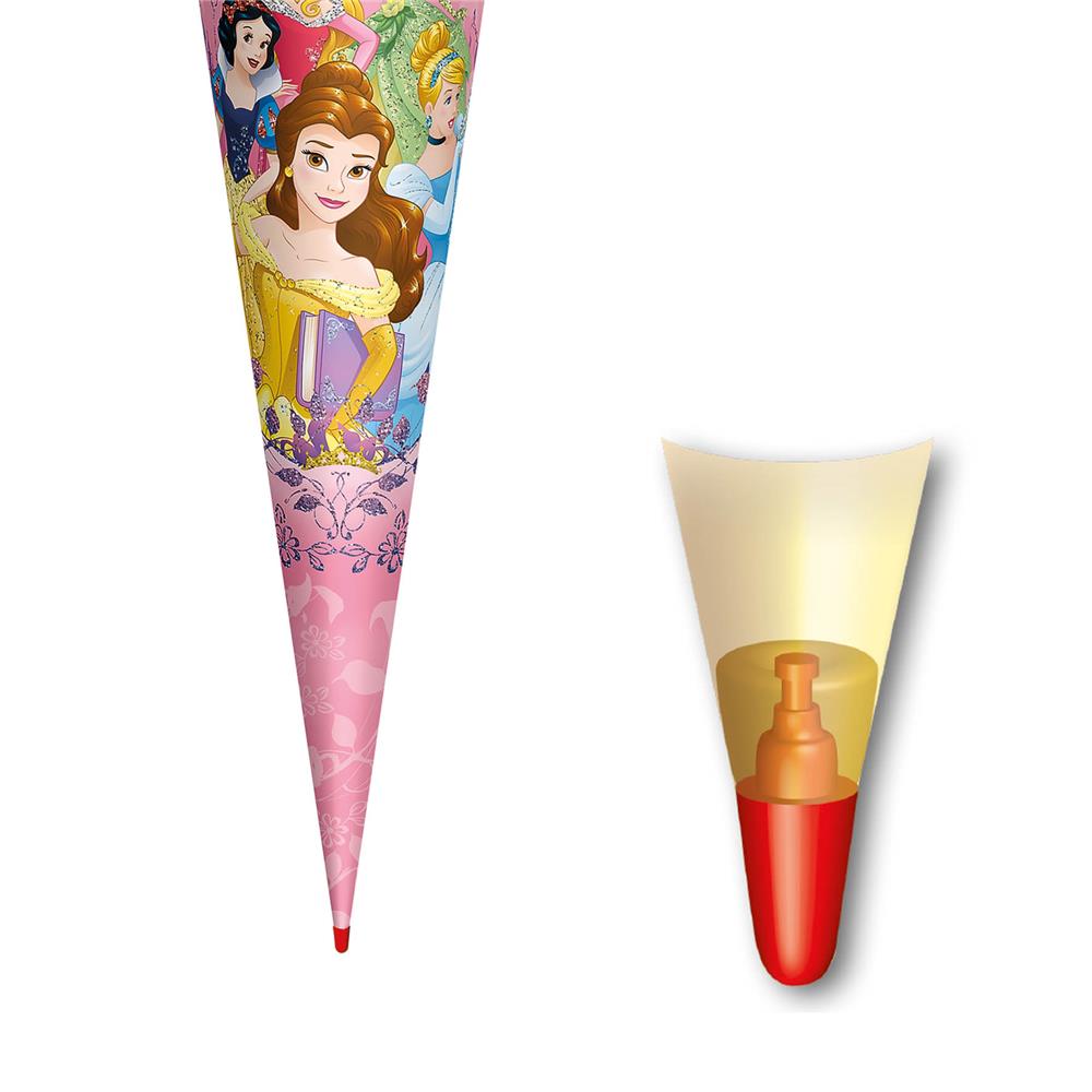 Roth Schultüte Disney Princess, 70cm, rund, Rot(h)-Spitze, Filzverschluss, Glitzer