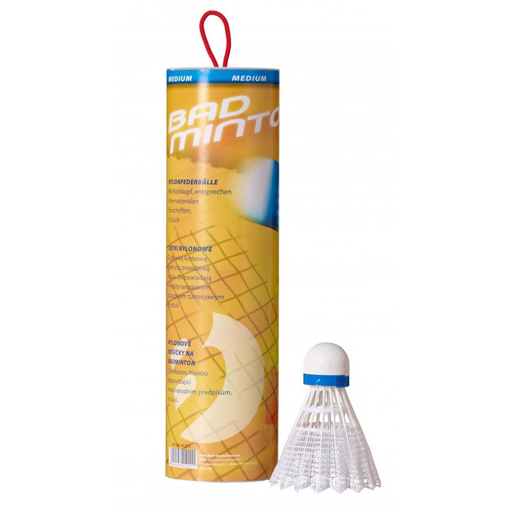 Best Sporting Federbälle 6er Set mittel Wettkampfbälle Badminton Nylon Korkkopf