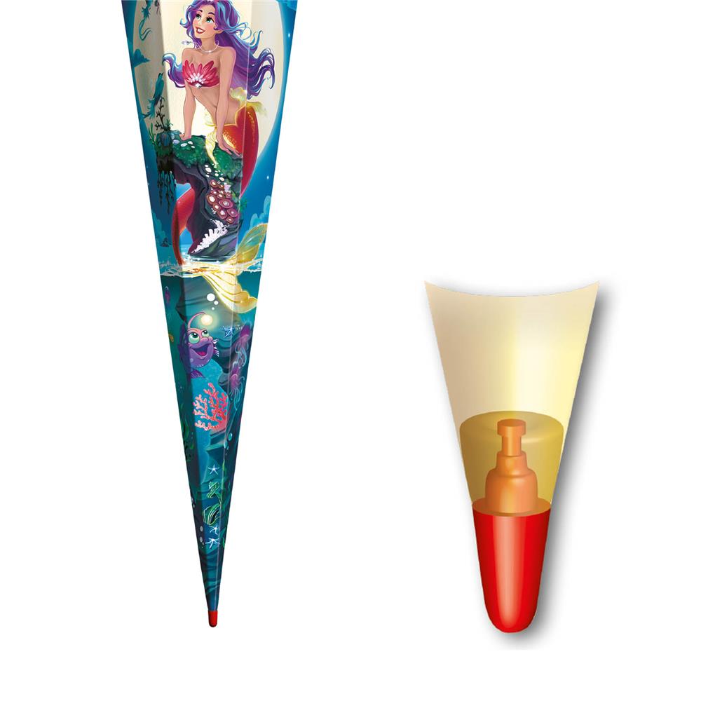 Roth Schultüte Magische Meerjungfrau, 85cm, eckig, Rot(h)-Spitze, Filzverschluss, Folieneffekt, Paillettenborte