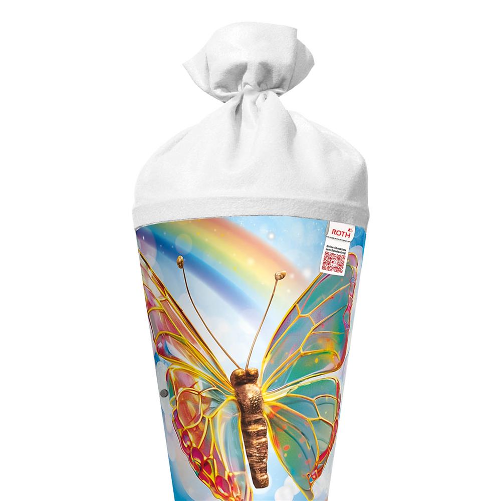Roth Schultüte Rainbow Butterfly, 70cm, rund, Rot(h)-Spitze, Filzverschluss