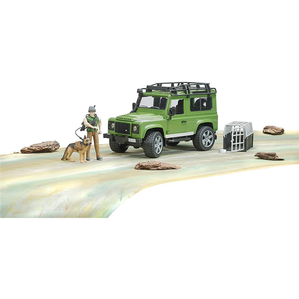Bruder 02587 - Land Rover Defender Station Wagon mit Förster und Hund