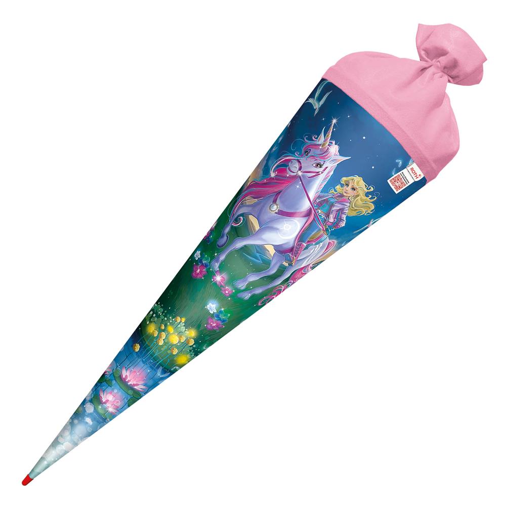 Roth Schultüte Magische Einhornreiterin, 70cm, rund, Rot(h)-Spitze, Filzverschluss