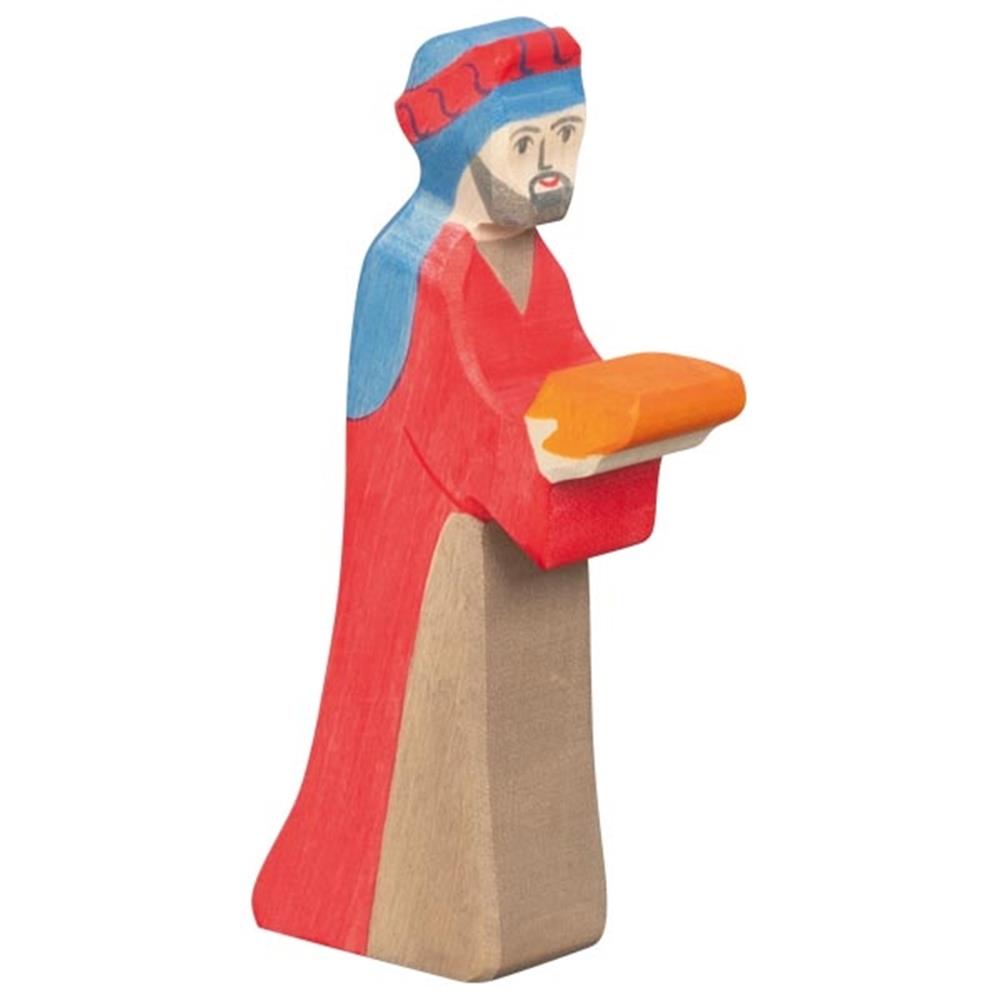 Holztiger Holzfigur - Caspar 2, rot, Krippenfigur
