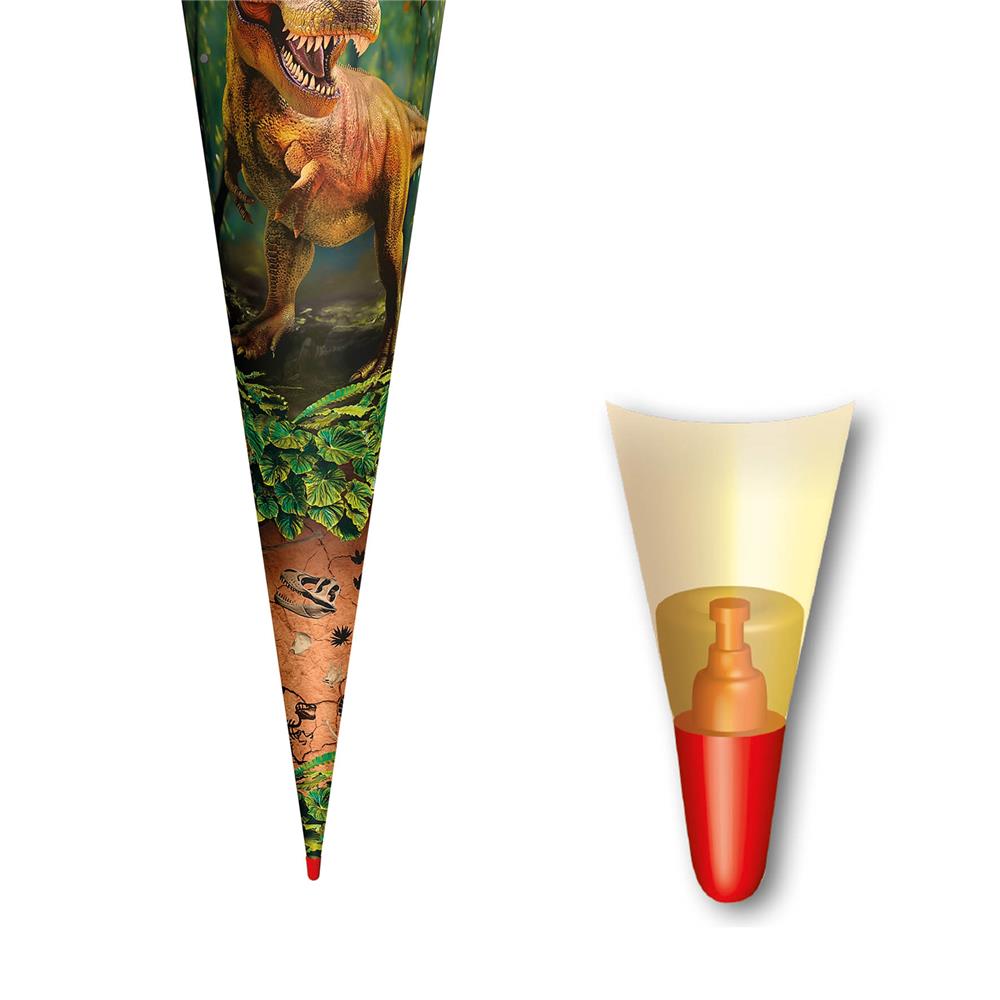 Roth Schultüte Dinosaurier T-Rex Welt, 70cm, rund, Rot(h)-Spitze, Filzverschluss, mit Sound