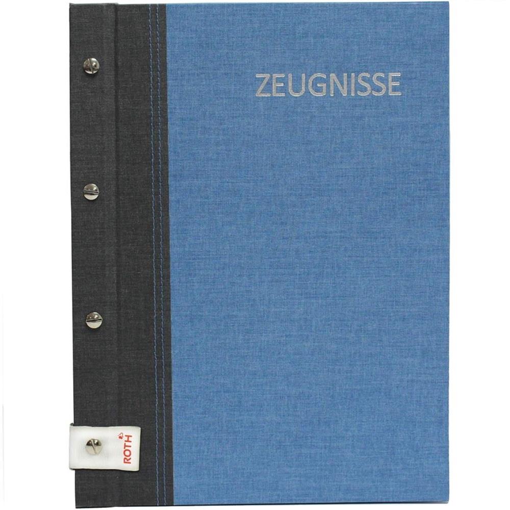 Roth Zeugnismappe Bicolor Grey-Denim Blue, mit 12 A4 Klarsichthüllen, im Buchleineinband