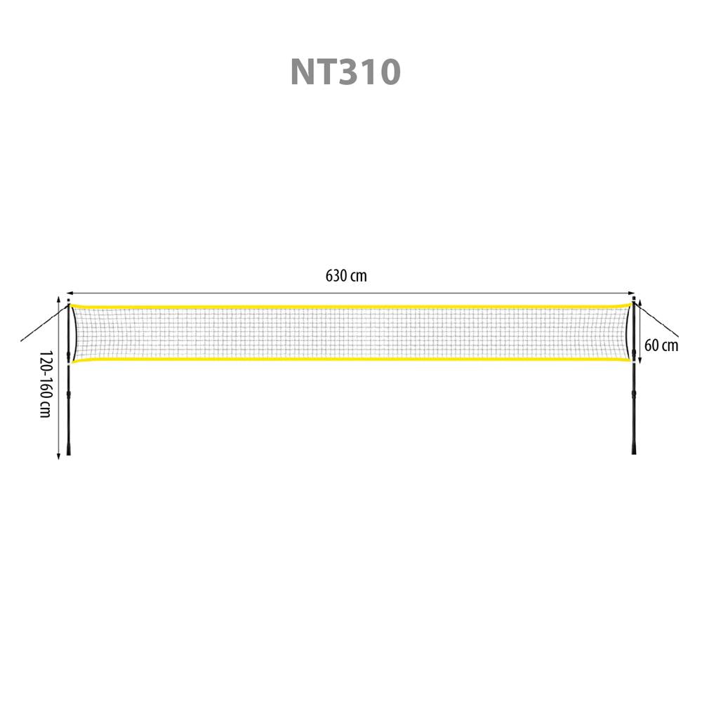 NILS NT310 Badmintonnetz 6,3 m mit Teleskopstangen, Outdoor Garten Freizeit