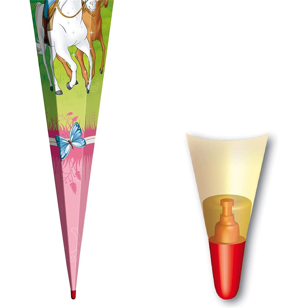 Roth Schultüte Bibi und Tina - Pferdefreunde, 85cm, eckig, Rot(h)-Spitze, Organzaverschluss, Glitter