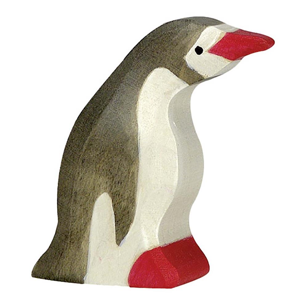 Holztiger Holzfigur - Pinguin, klein, Kopf nach vorn, Holzspielzeug, ab 3 Jahren