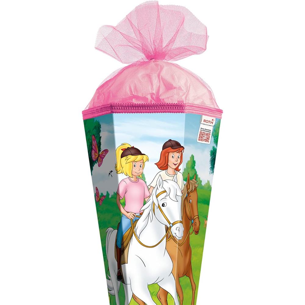 Roth Schultüte Bibi und Tina - Pferdefreunde, 85cm, eckig, Rot(h)-Spitze, Tüllverschluss